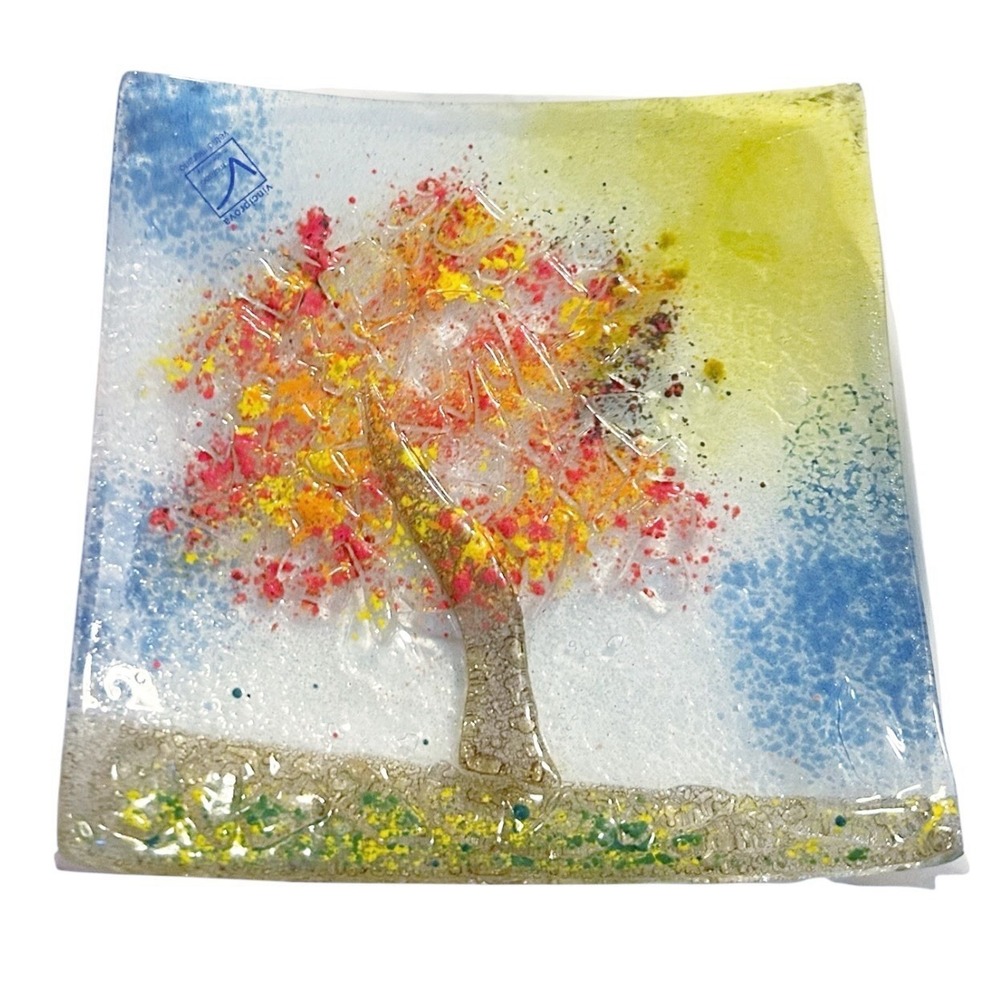 Venxia Vetri Di Murano Glass Fused infused Trinket Dish Square Plate Open Box - Picture 2 of 8